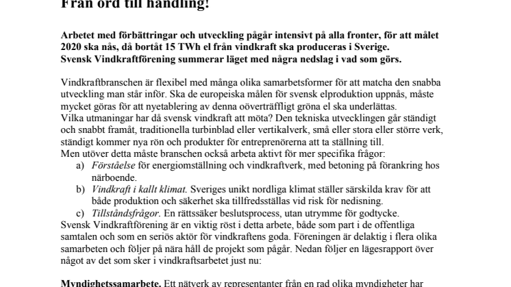 Svensk Vindkraftförening- Från ord till handling!