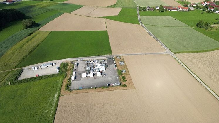 Blick auf den Bohrplatz BW B6 am Speicherstandort Bierwang. Hier wird das Forschungsprojekt HyStorage durchgeführt. (Quelle: Uniper Energy Storage)