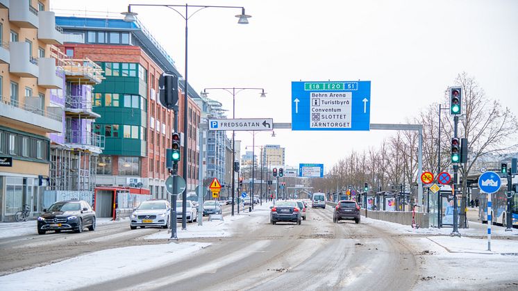 Östra Bangatan ska anpassas för Citylinjen och bli en hållbar stadsgata. Foto: Örebro kommun/Fredrik Kellén