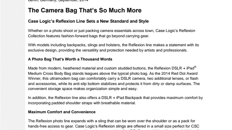 Case Logic Reflexion - The Camera Bag That’s So Much More