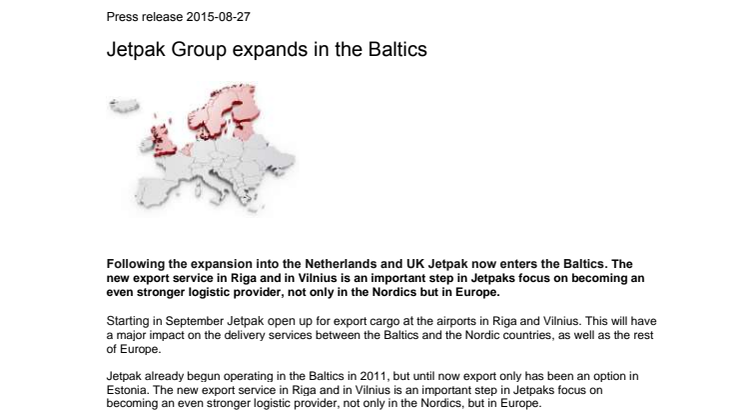 Jetpak Group expands in the Baltics