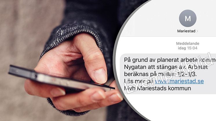 Nu lanseras en SMS-tjänst för driftstörningar i Mariestads, Gullspångs och Töreboda kommun