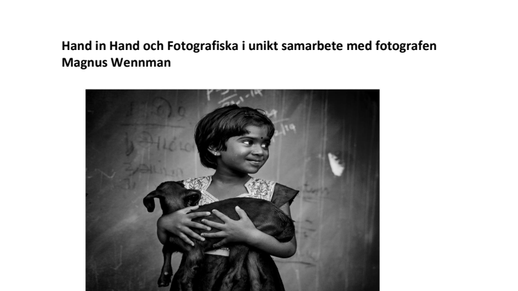 Hand in Hand och Fotografiska i unikt samarbete med fotografen Magnus Wennman