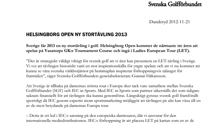 Helsingborg Open ny stortävling 2013