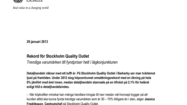 Rekord för Stockholm Quality Outlet - Trendiga varumärken till fyndpriser hett i lågkonjunkturen