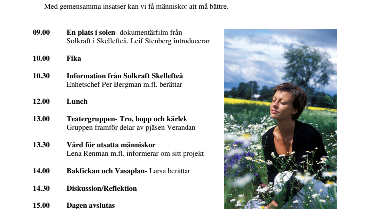 Programmet för seminariedagen den 1 juni i landstingshusets fullmäktigesal i Umeå.