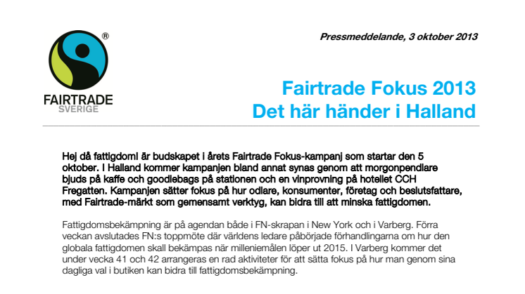 Fairtrade Fokus 2013 - Det här händer i Varberg