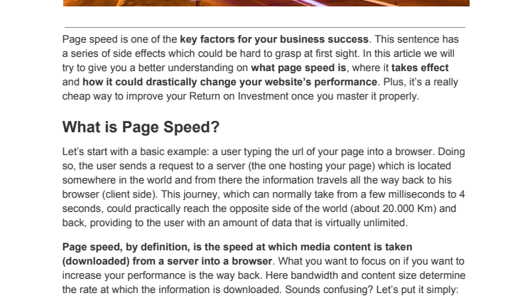 Page speed optimization: be fast to be first