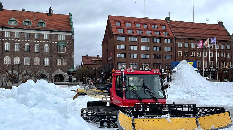 Reaxcer Snow Heart Arena byggs på Stortorget i Östersund. Foto: Destination Östersund