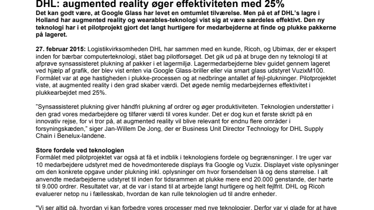 DHL: augmented reality øger effektiviteten med 25%
