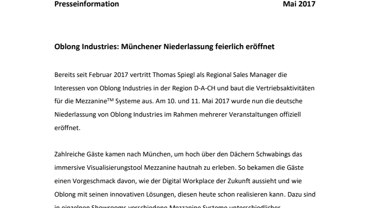 Oblong Industries: Münchener Niederlassung feierlich eröffnet