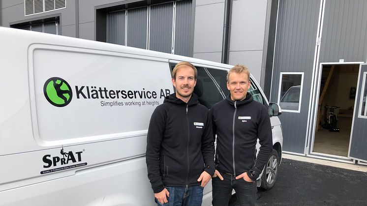 Alexander & Björn på Klätterservice kontor i Östersund.