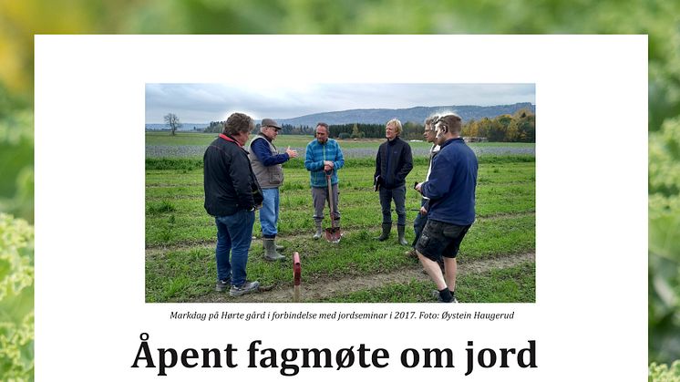 Program for Åpent fagmøte om jord 5. april 2018.
