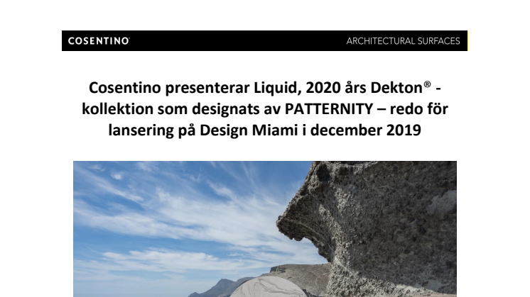 Cosentino presenterar Liquid, 2020 års Dekton®-kollektion som designats av PATTERNITY