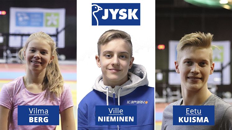 1000 euron arvoiset JYSK-stipendit saavat yleisurheilijat Vilma Berg ja Eetu Kuisma sekä uimari Ville Nieminen.