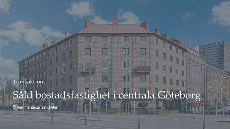 Kommersiella Fastigheter förmedlar en centralt belägen flerbostadsfastighet i Göteborg för 82 MSEK.