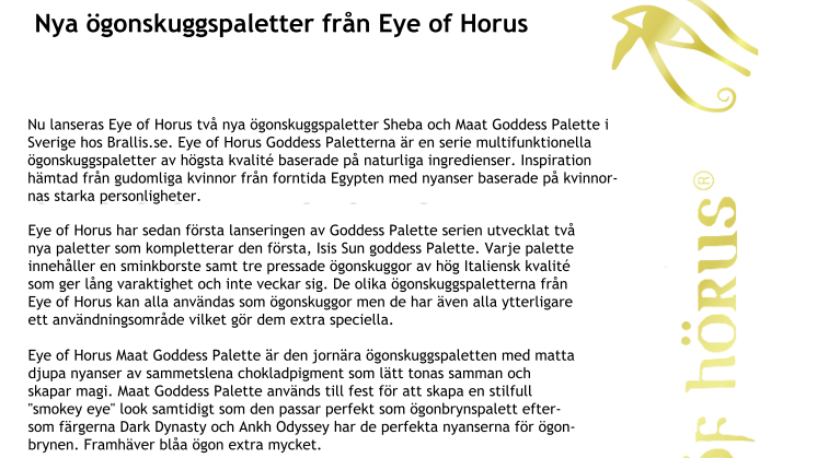 Nya ögonskuggspaletter med inspiration från forntida Egypten