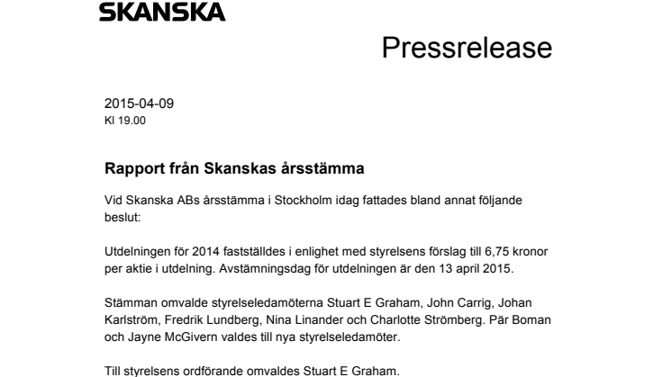 Rapport från Skanskas årsstämma