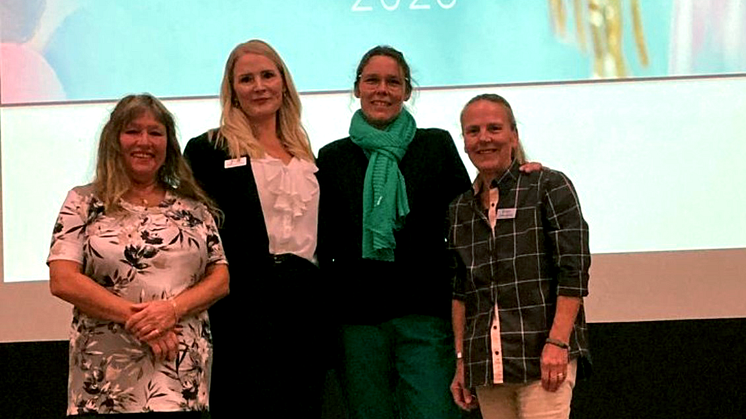 Från vänster: Marona Ahlm, seniorsamordnare, Frida Einarsson Sundin, enhetschef, Mia Andersson (som tillträder sin tjänst som seniorsamordnare i december), och Carina Lagerlund, seniorsamordnare