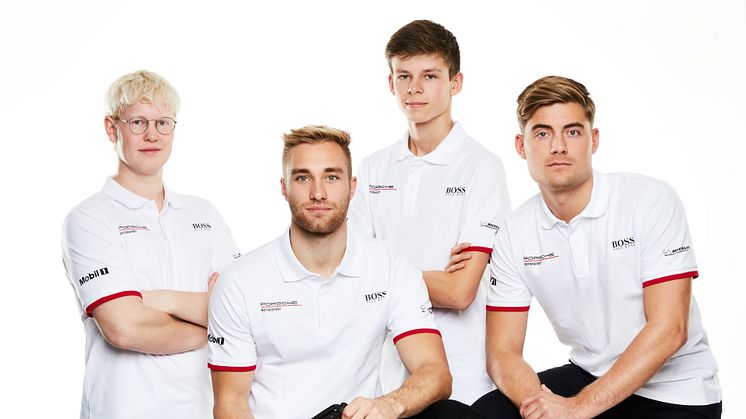 Porsche Danmark Esports Team - Frederik Kjeldgaard, Mikkel O. Pedersen, Bastian Buus og Magnus Wasteson