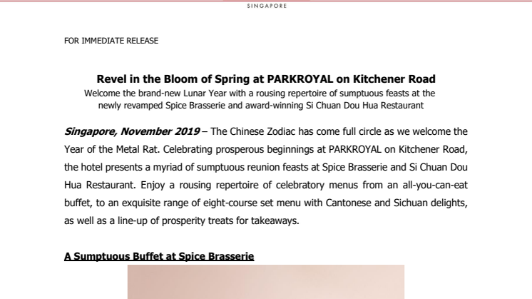 Revel in the Bloom of Spring at PARKROYAL on Kitchener Road