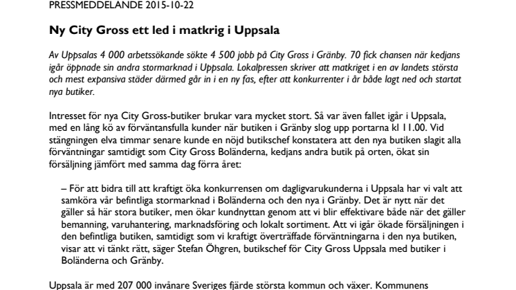 Ny City Gross ett led i matkrig i Uppsala
