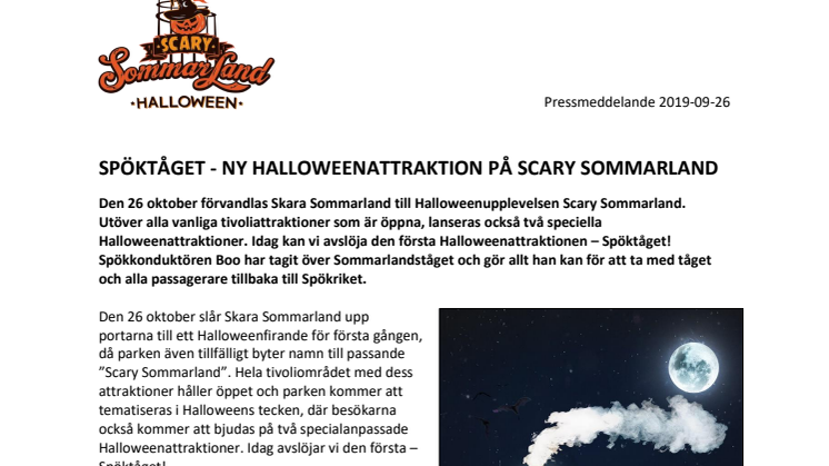 Spöktåget - ny Halloweenattraktion på Scary Sommarland