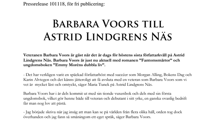 Barbara Voors till Astrid Lindgrens Näs