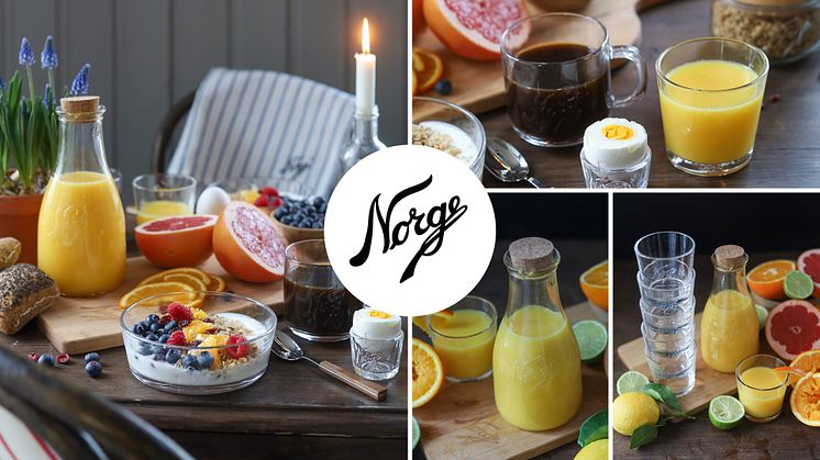 En god og koselig start på dagen med Norgesglasset sine produkter. Like fine hjemme som på hytta.