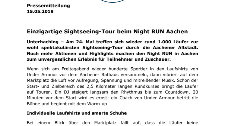 Einzigartige Sightseeing-Tour beim Night RUN Aachen