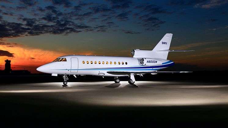 The Falcon 900B/C/EX series will be certified for the installation of Cobham’s AVIATOR 300D. Credit: Chicago Jet Group