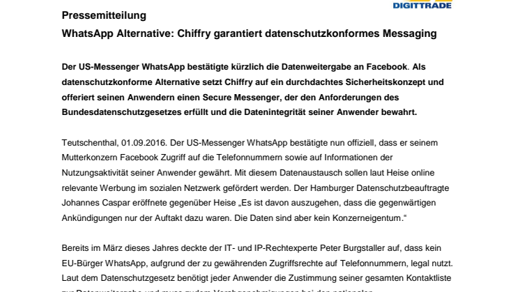 WhatsApp Alternative: Chiffry garantiert datenschutzkonformes Messaging 