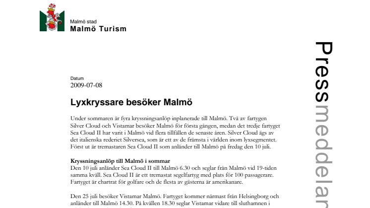 Lyxkryssare besöker Malmö