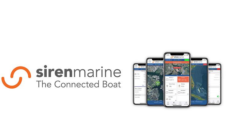 Siren Marineのロゴ(左) と　同社が提供するボート情報アプリ　(右)　（画像提供：Siren Marine）