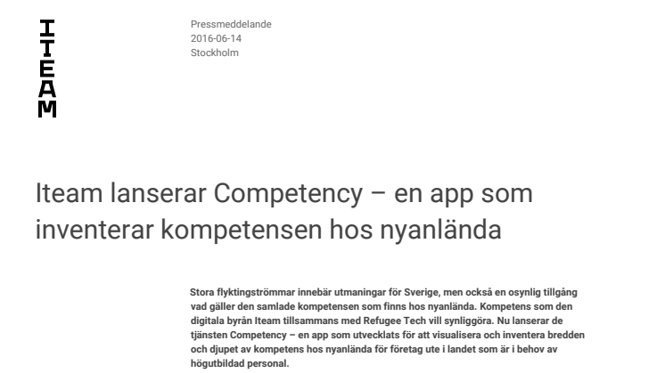 Iteam lanserar Competency – en app som inventerar kompetensen hos nyanlända