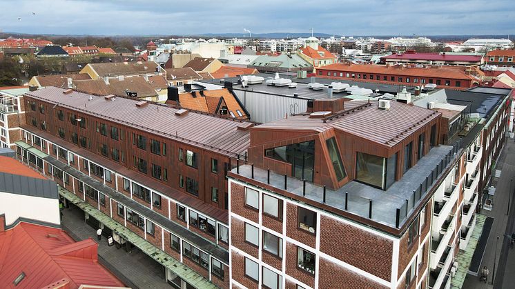 Kvarter Valdemar Atterdag är finalist till Halmstads arkitekturpris 2023. Foto: Fredblad arkitekter