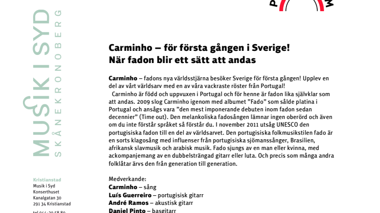 Carminho – för första gången i Sverige! När fadon blir ett sätt att andas 