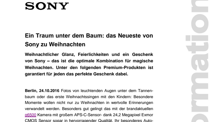 Ein Traum unter dem Baum: das Neueste von Sony zu Weihnachten