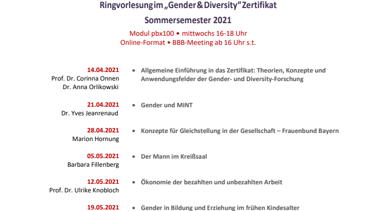 Ringvorlesung Gender und Diversityforschung 2021_Themen und Termine