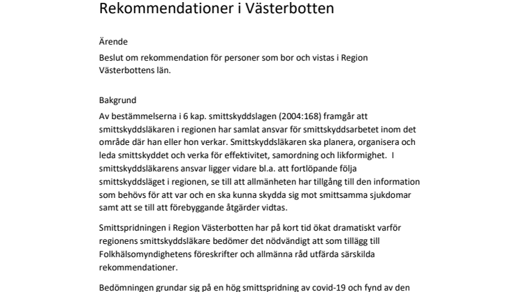 Rekommendationer i Västerbotten