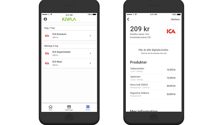 ICA ansluter sig till Kivras plattform för digitala kvitton