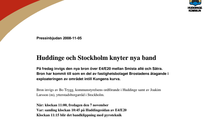 Huddinge och Stockholm knyter nya band
