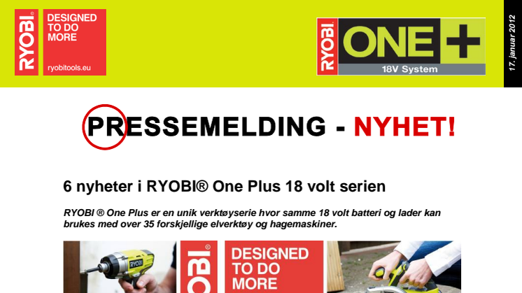 6 nyheter i RYOBI® One Plus 18 volt serien