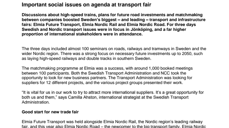 Important social issues on agenda at transport fair