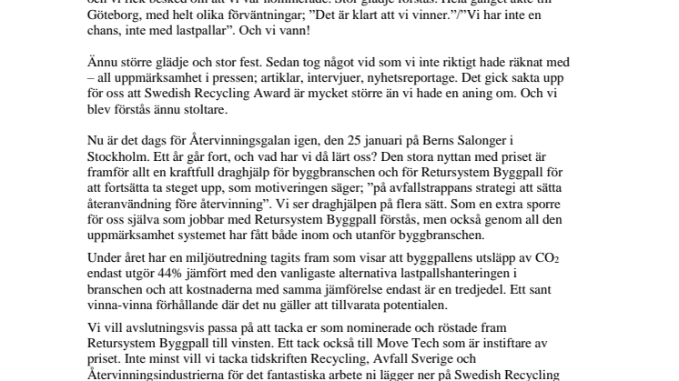 Swedish Recycling Award: Året som Årets Återanvändare