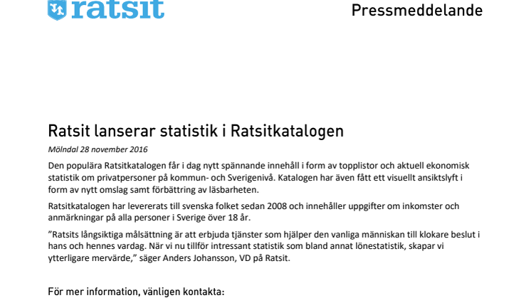 Ratsit lanserar statistik i Ratsitkatalogen