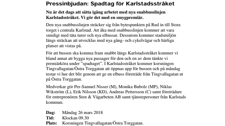Pressinbjudan: Spadtag för Karlstadsstråket