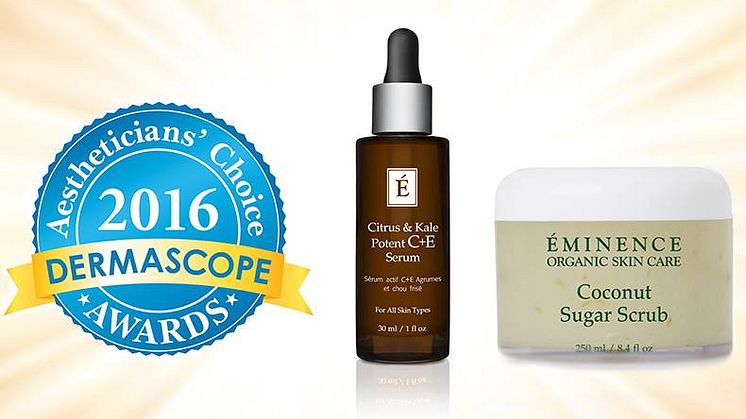 Dubbelvinst för Éminence på Dermascope Aesthetician´s Choice Awards 2016