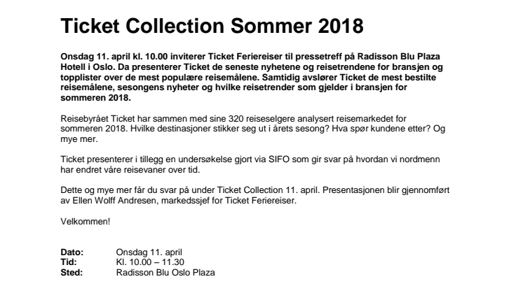 Ticket Collection Sommer 2018
