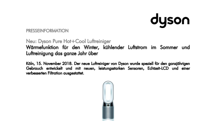 Neu: Dyson Pure Hot+Cool Luftreiniger